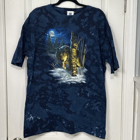 Blue Rock Other - Blue Rock Tee Shirt Tie Dye Nature Woods Wolf Made In USA size Medium
